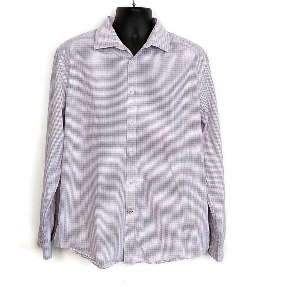 Tommy Hilfiger Mens sz‎ XL Shirt White Plaid Button Up Long Sleeve Collared Slim